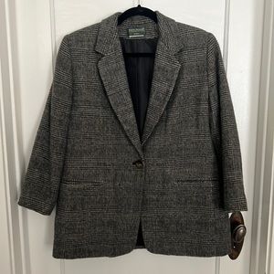 Grey Wool Checkered Blazer